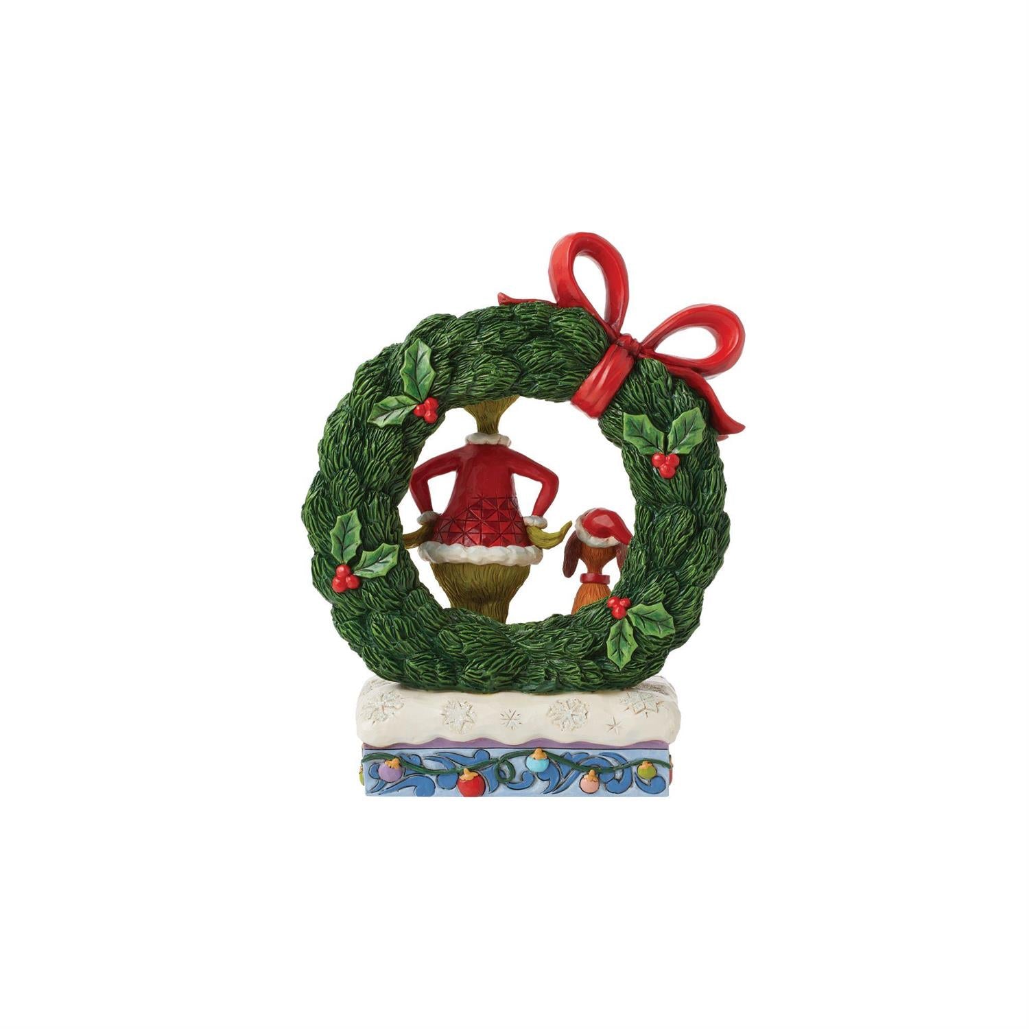 Jim Shore The Grinch & Max In Wreath Light-Up Figurine