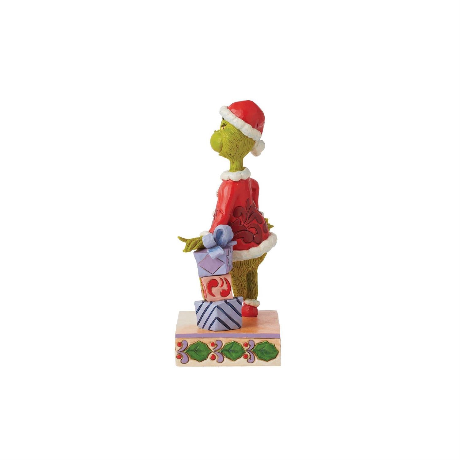 Jim Shore The Grinch Leaning On Stacked Gifts Figurine