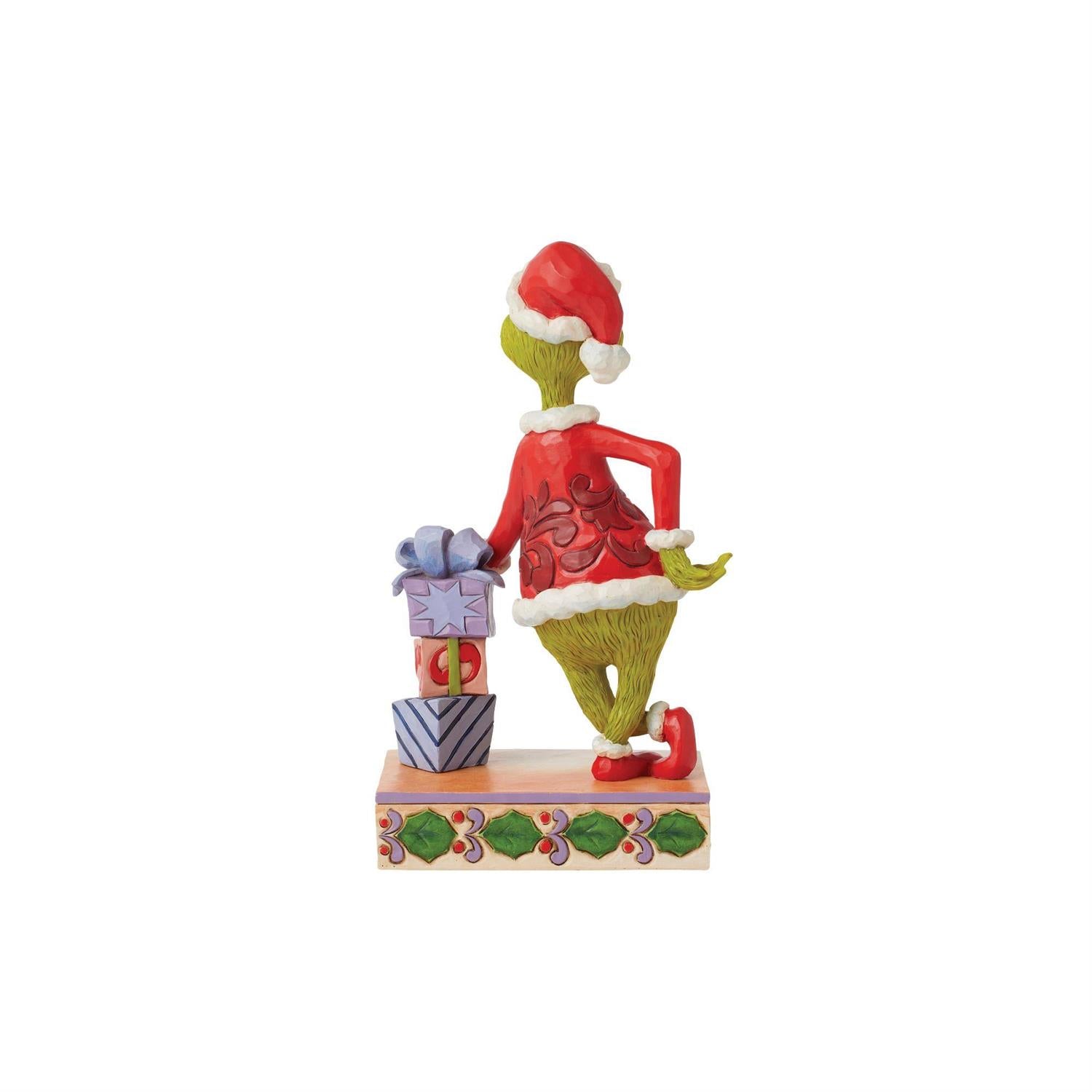 Jim Shore The Grinch Leaning On Stacked Gifts Figurine