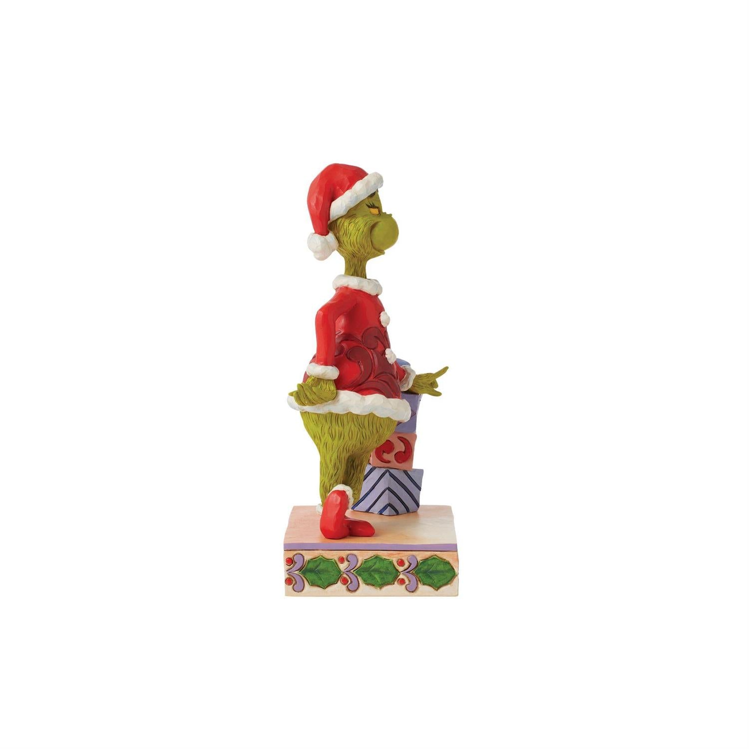 Jim Shore The Grinch Leaning On Stacked Gifts Figurine
