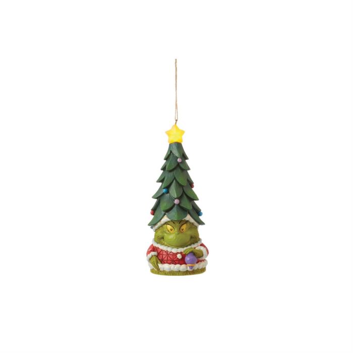 Jim Shore Grinch Gnome With Light-Up Tree Hat Hanging Ornament