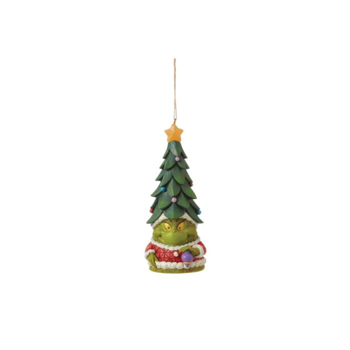 Jim Shore Grinch Gnome With Light-Up Tree Hat Hanging Ornament