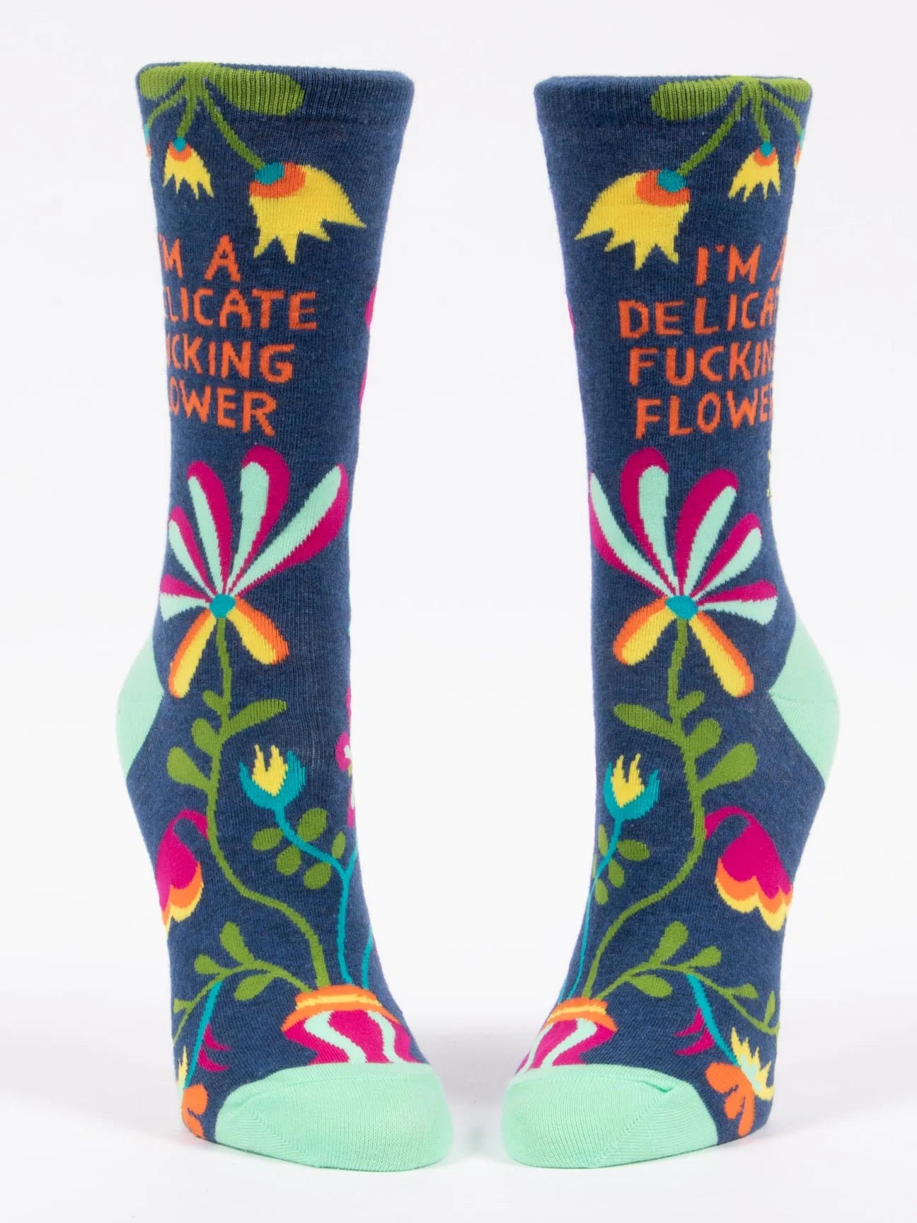 Blue Q Women's I'm A Delicate Fucking Flower Crew Socks