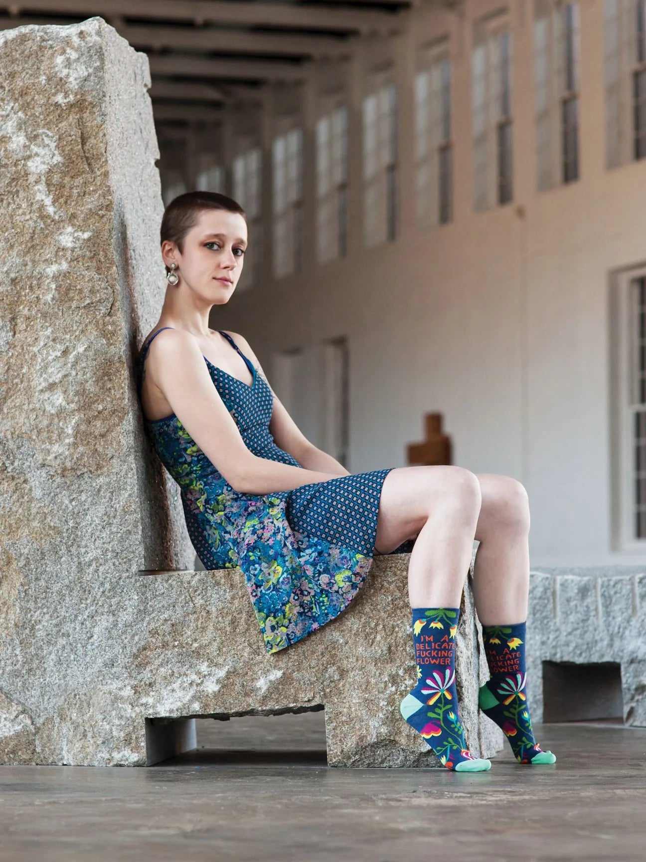 Blue Q Women's I'm A Delicate Fucking Flower Crew Socks