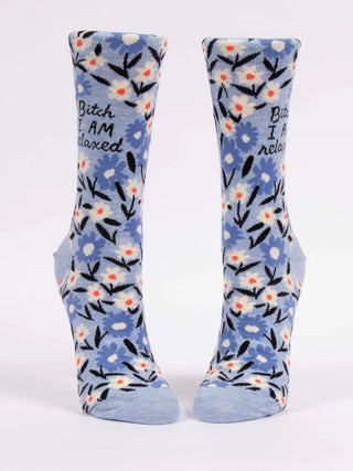 Blue Q Women's Bitch I Am Relaxed Crew Socks