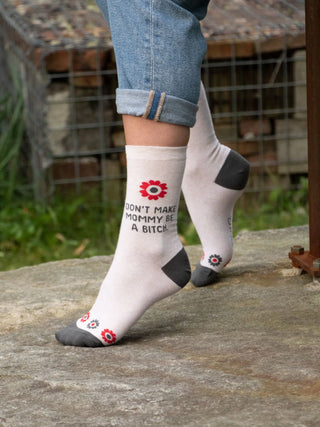 Blue Q Women's Don't Make Mommy Be A Bitch Crew Socks