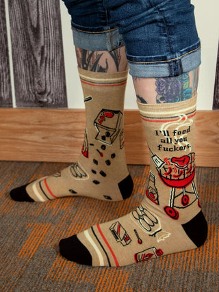 Blue Q Men's Feed You Fuckers Crew Socks