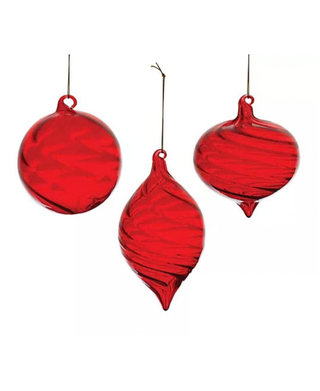 Swirl Glass Ornament - Red