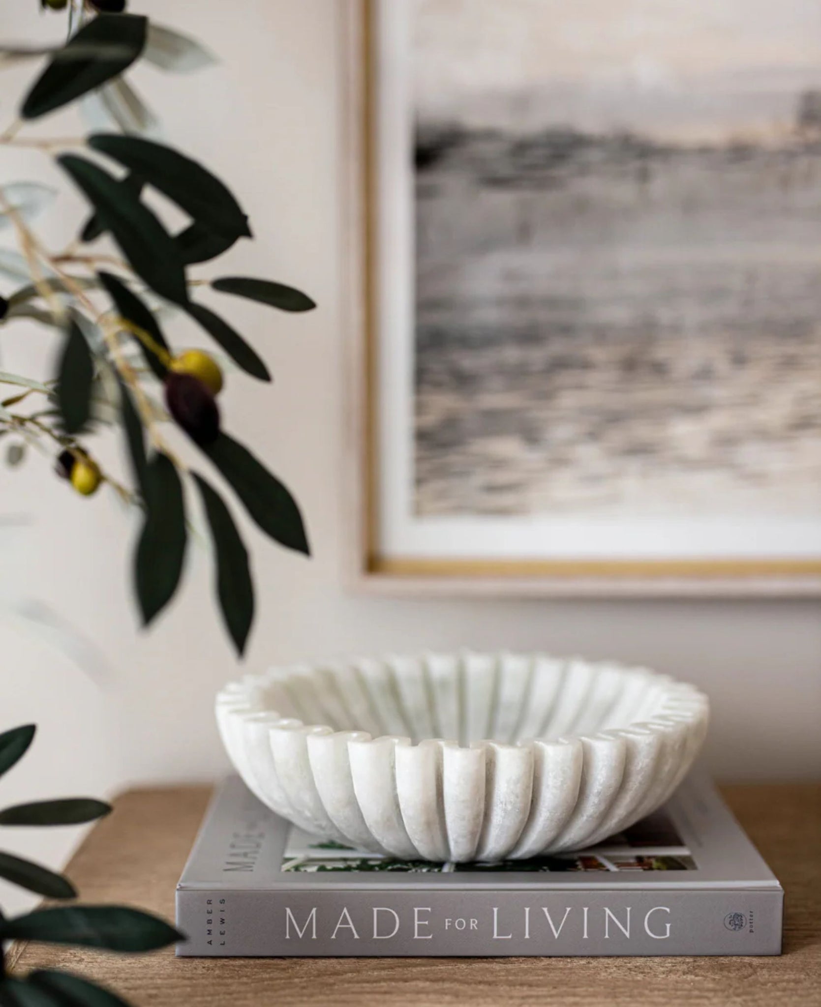 Luxe B Co. Marble Fluted Scalloped Bowls Large