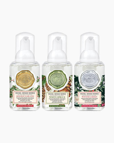 Michel Design Works Mini Foaming Hand Soap Set -  Holiday Garland, White Spruce & Winter Garden