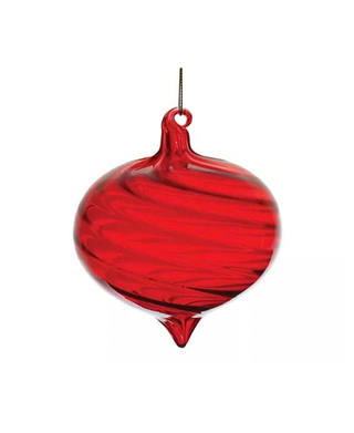 Swirl Glass Ornament - Red