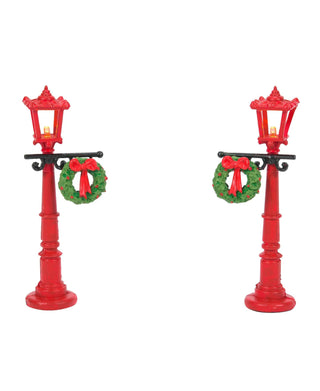 Department 56 Village Accessories Red with Green Street Lights (set of 2)