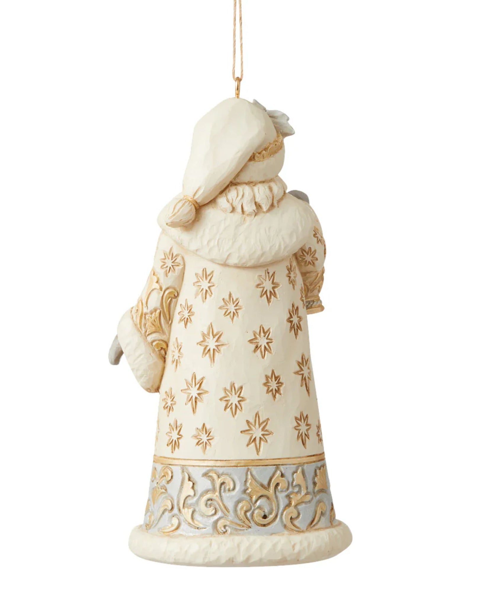 Jim Shore White Woodland Santa Holding Lantern Ornament