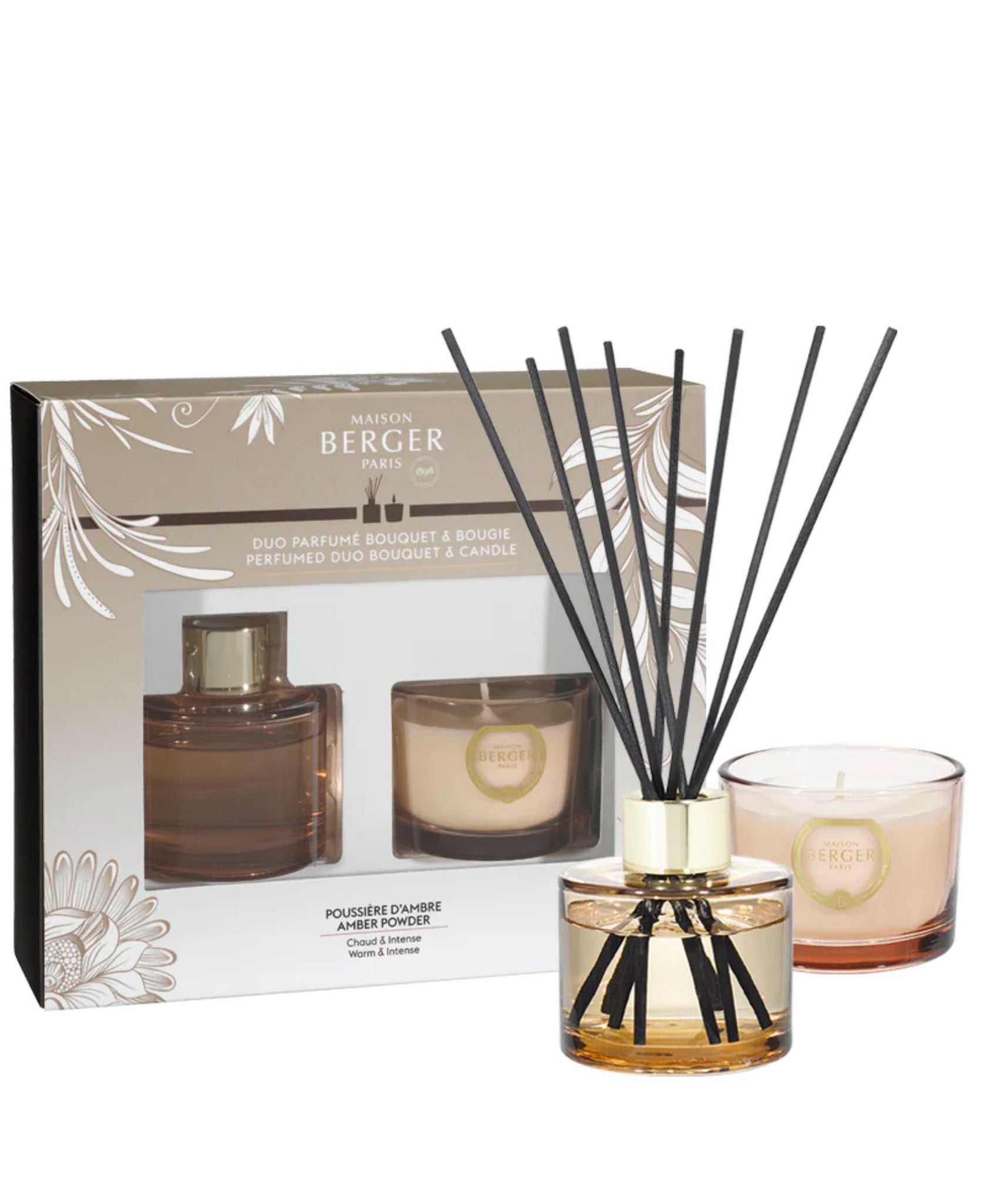 Maison Berger Holly Mini Candle & Reed Diffuser Gift Set with Amber Powder