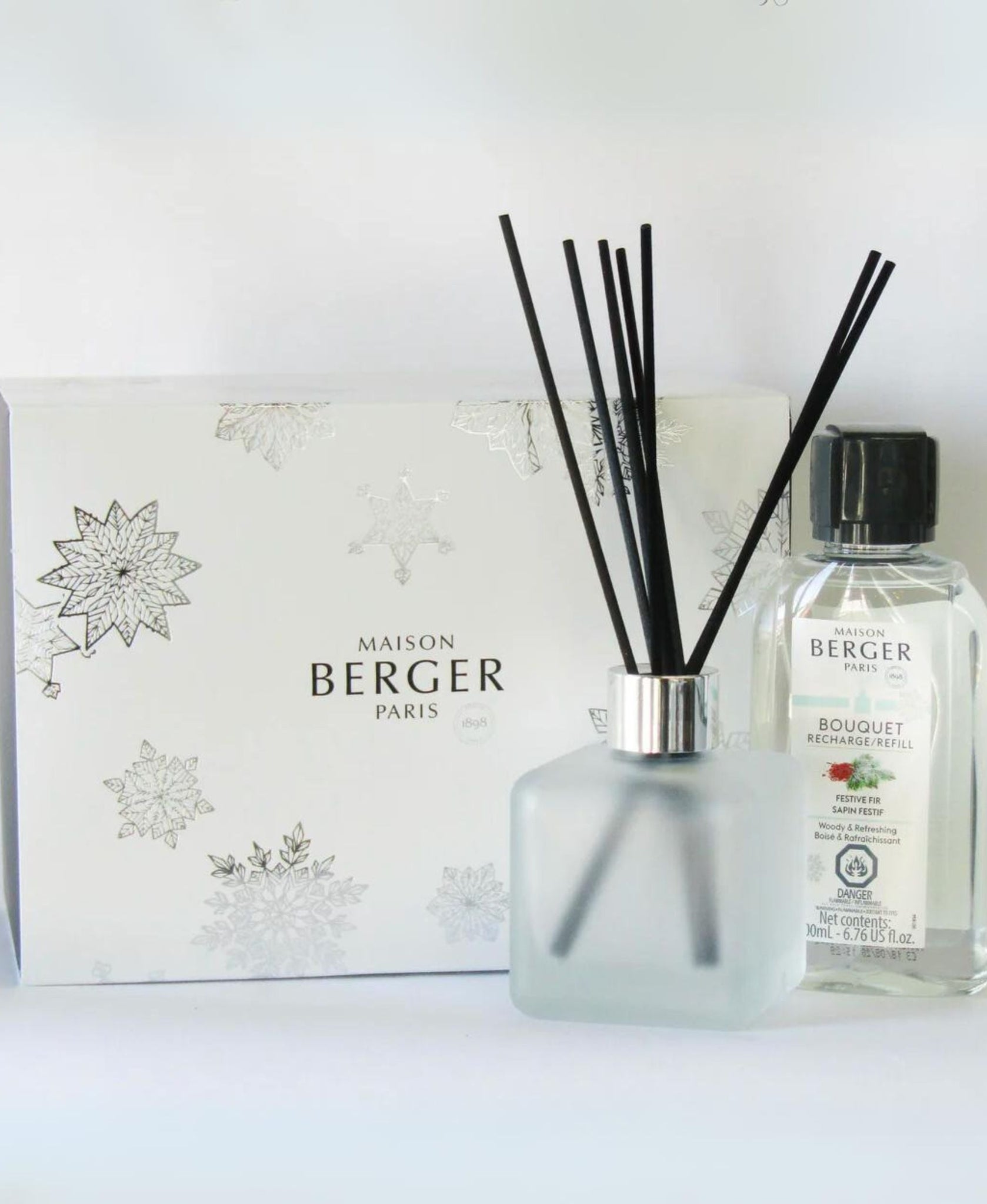 Maison Berger Frosted Ice Cube Reed Diffuser with Festive Fir