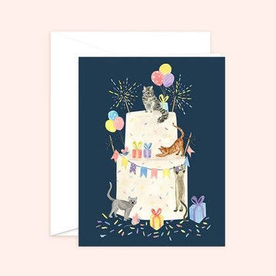Party Cat Cake Birthday Card Blank