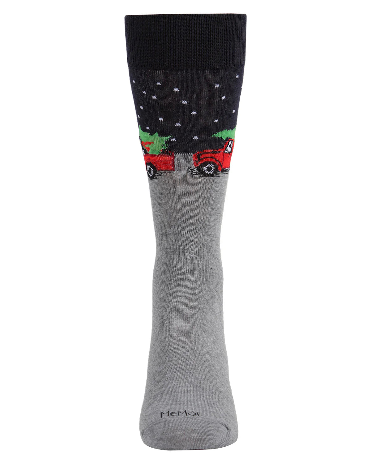 Men's Festive Puppy Pickup Truck Crew Socks - Medium Gray Heather