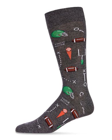 Men's Ready for Some Football Bamboo Blend Crew Sock - Charcoal Heather