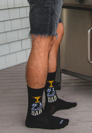 Men's #1 Dad Trophy Bamboo Blend Crew Sock - Black