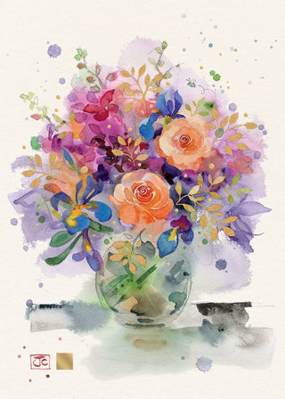 Bug Art Orange Roses Card Blank