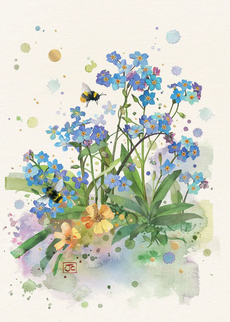 Bug Art Forget Me Nots Card Blank