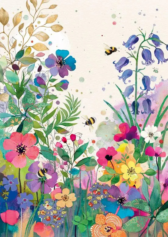 Bug Art Colourful Meadow Card Blank