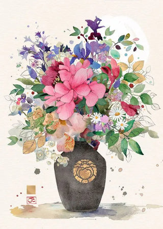 Bug Art Peony Vase Card Blank