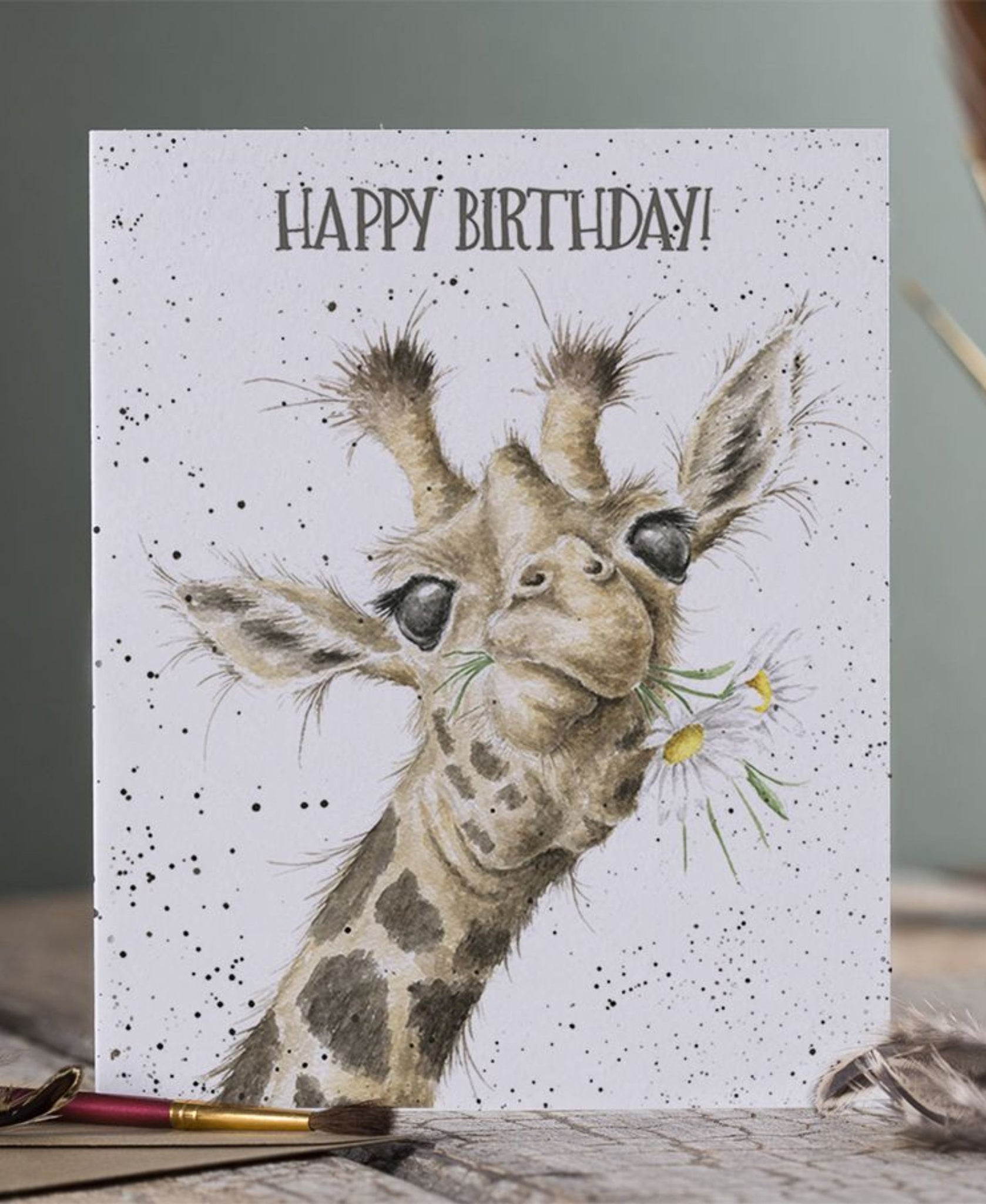 Wrendale Designs 'Birthday Flowers' Giraffe Birthday Card