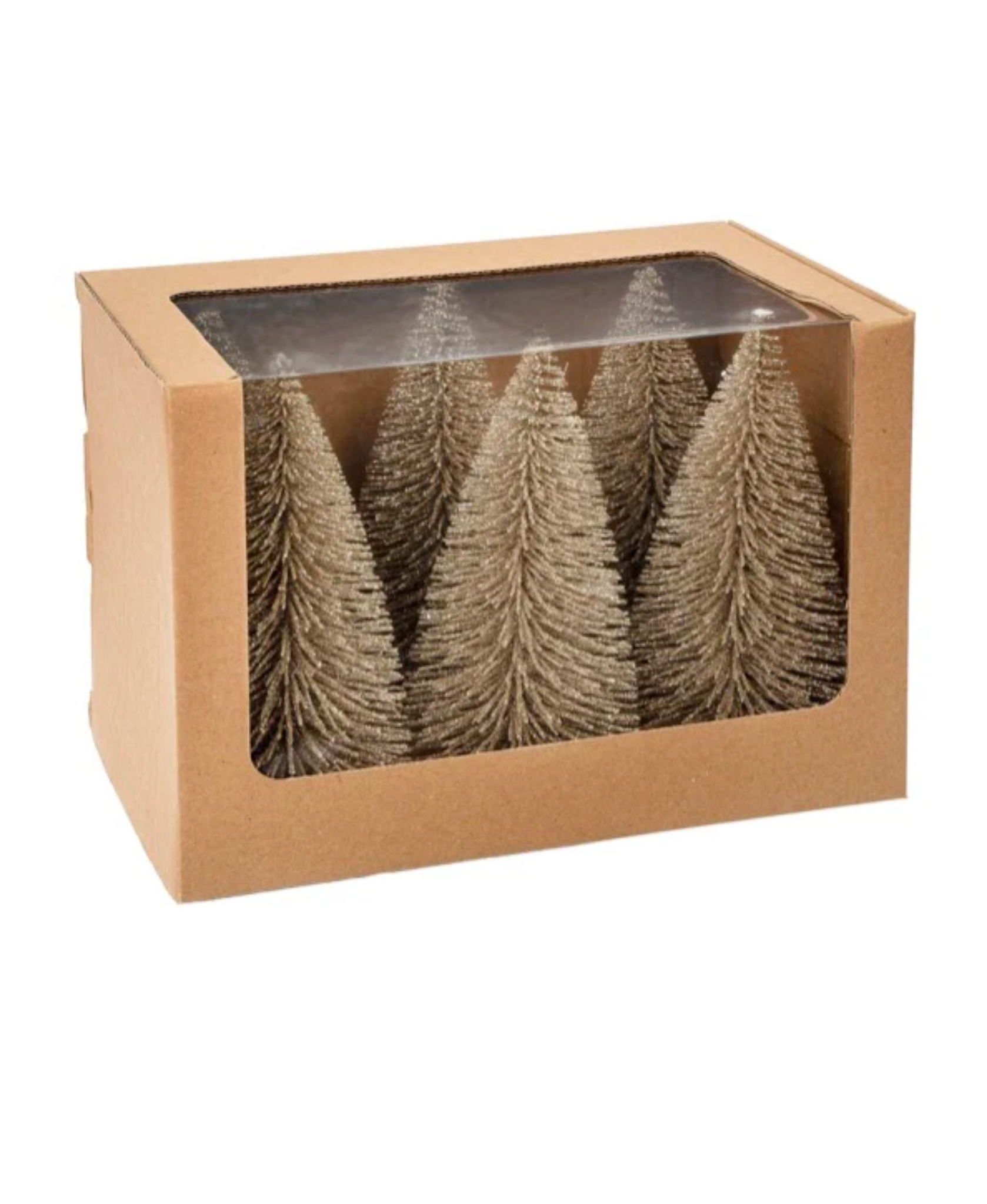 Bottle Brush Tree, Champage Sparkle, Set of 6