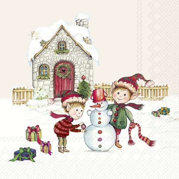 IHR Elves At Work Cream Cocktail Napkins
