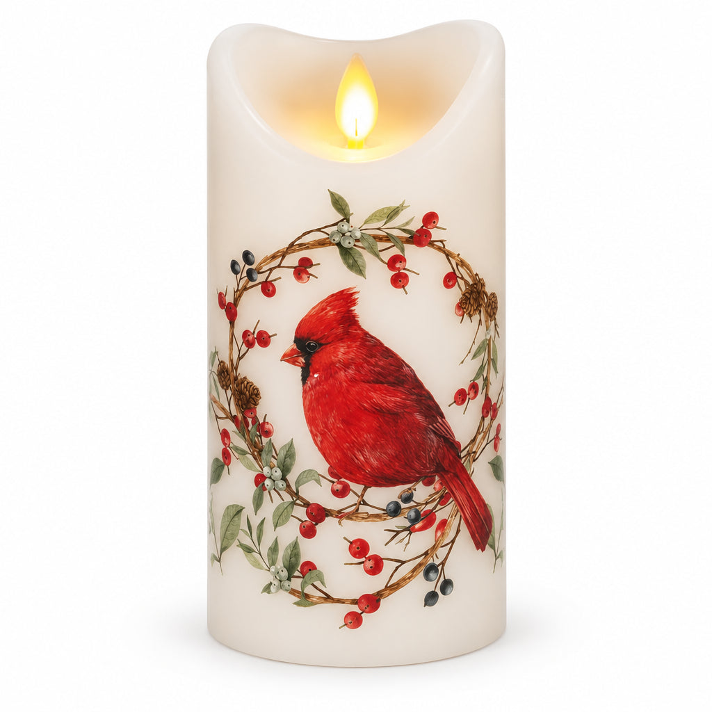 Cardinal LED Wax Pillar Candle