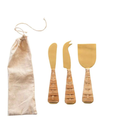 Cheese Knives With Wrapped Handles - Set of 3