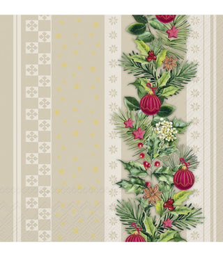 Ihr Christmas Elements Stripes Cream Lunch Napkins