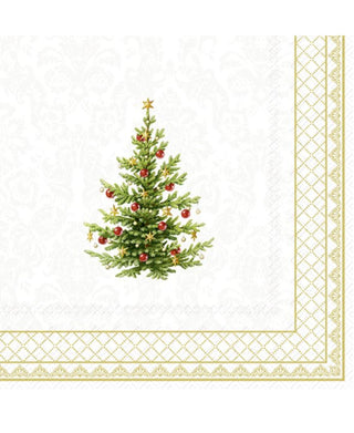 IHR Classic Christmas Tree Gold Cocktail Napkins
