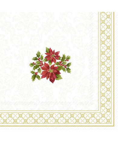 Ihr Classic Christmas Poinsettia Gold Lunch Napkins