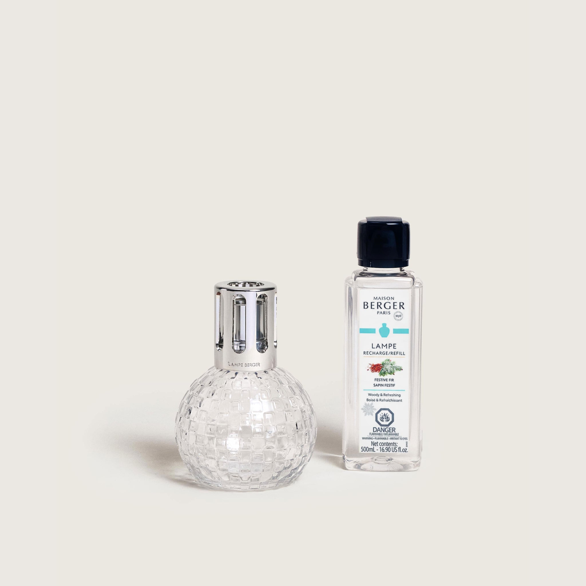Lampe Berger Disco Clear Fragrance Lamp Gift Set with Festive Fir