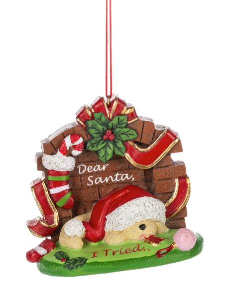Santa Puppy Ornament