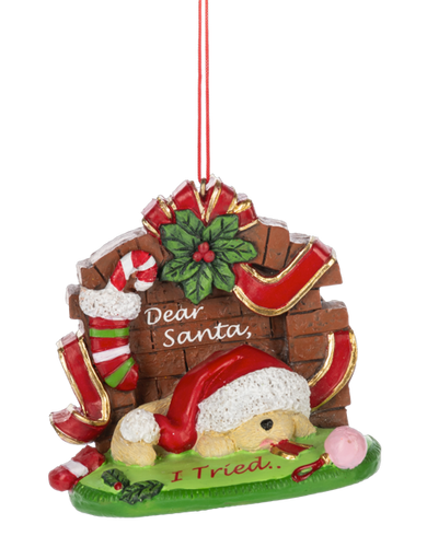 Santa Puppy Ornament