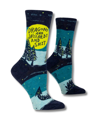 Blue Q Dragons And Wizards And Shit Men's Crew Socks