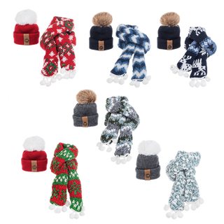 Wine Bottle Toque and Scarf Set