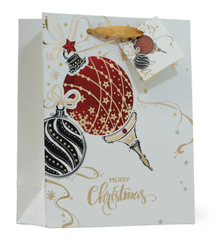 Red Ornament Foil Gift Bag Large