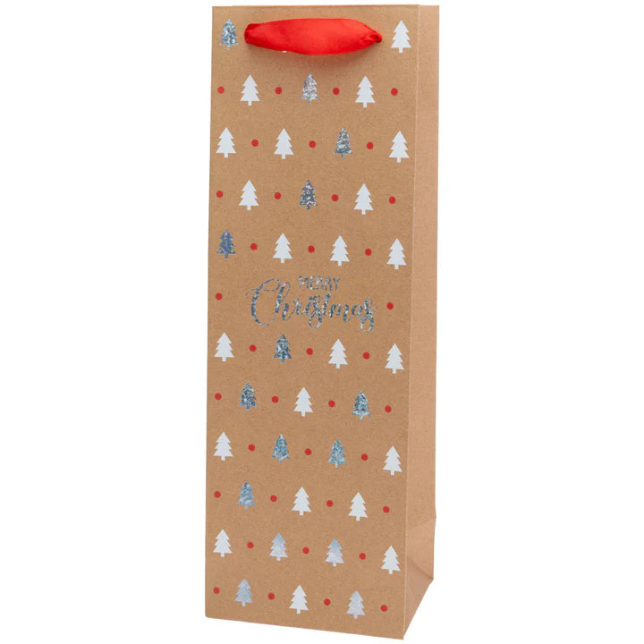 Merry Christmas Tree Bottle Gift Bag