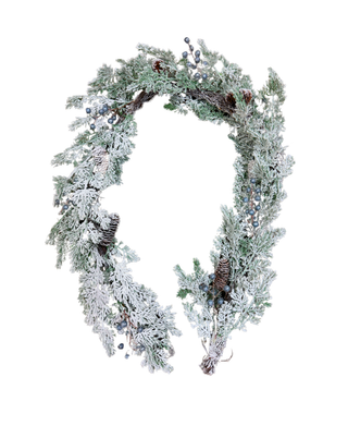 Flocked Pine With Berries Garland