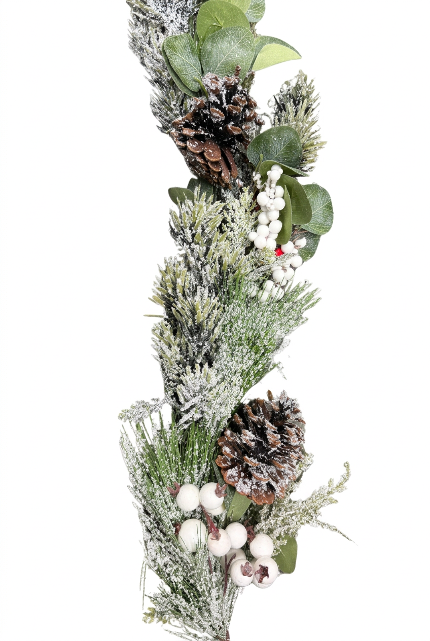 Flocked Garland With White Berries