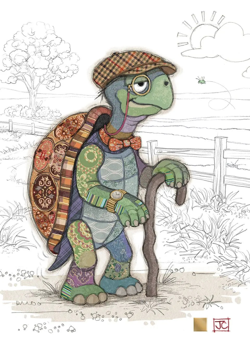Bug Art Theodore Tortoise Card Blank