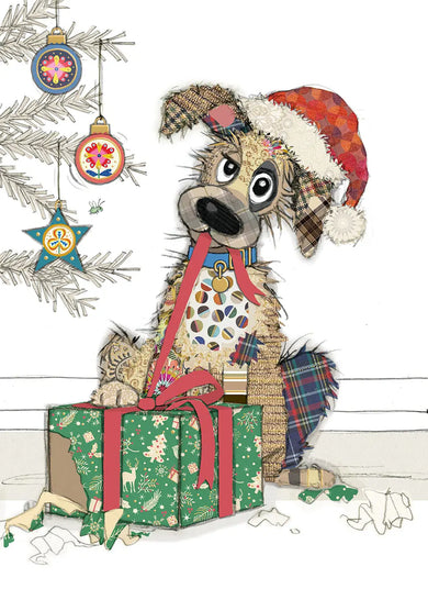 Bug Art Christmas Dog Card Blank