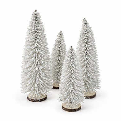 White Frosted Trees - 4Pk