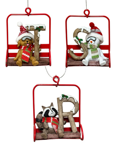 Ski Lift Monogram Ornament