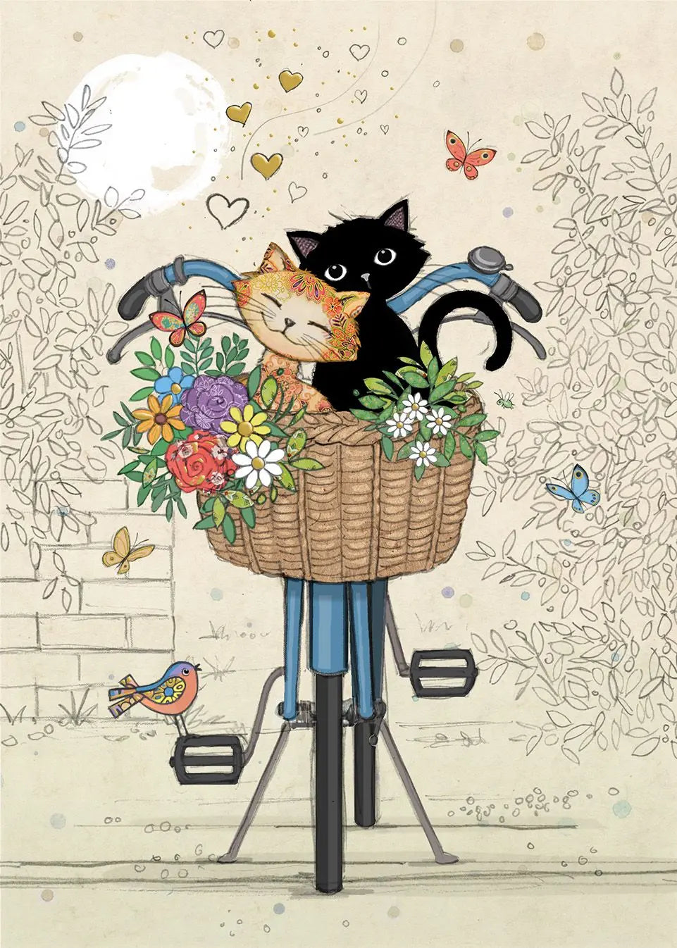 Bug Art Bike With Cats Card Blank