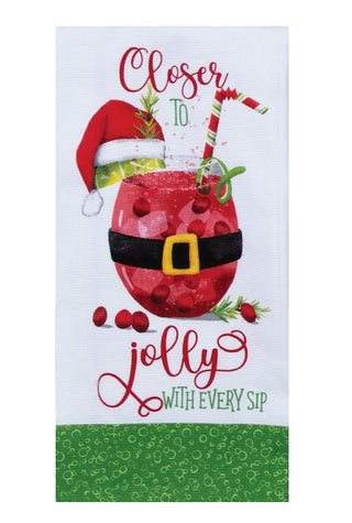 Kay Dee Holiday Cheers Jolly Santa Dual Purpose Terry Towel Kitchen Towel